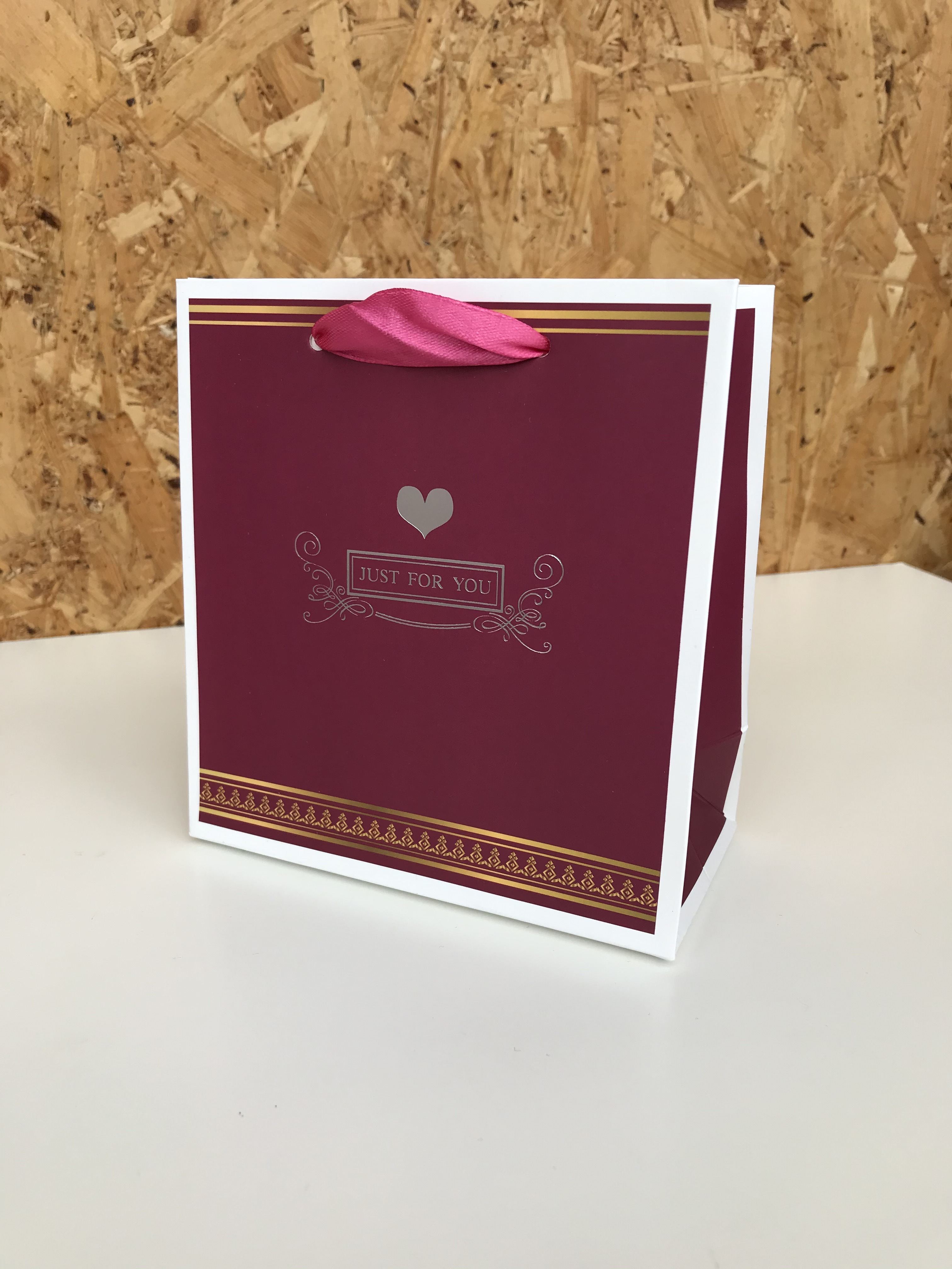 Подарочный пакет  Just for you. Малиновый  7*14*15