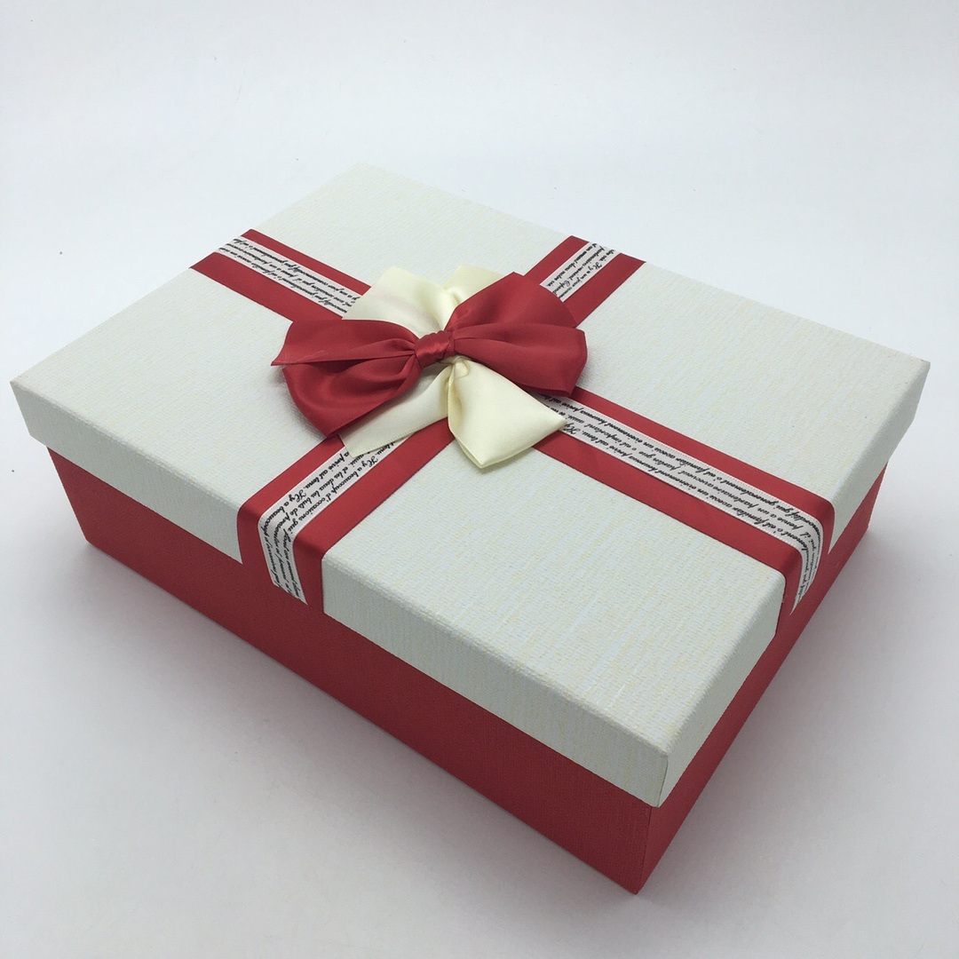 КОРОБКИ НАБОР 3В1 ПРЯМОУГОЛЬНЫЕ С БАНТИКОМ БЕЛ/КРАС 29*21*10  АРТ0839