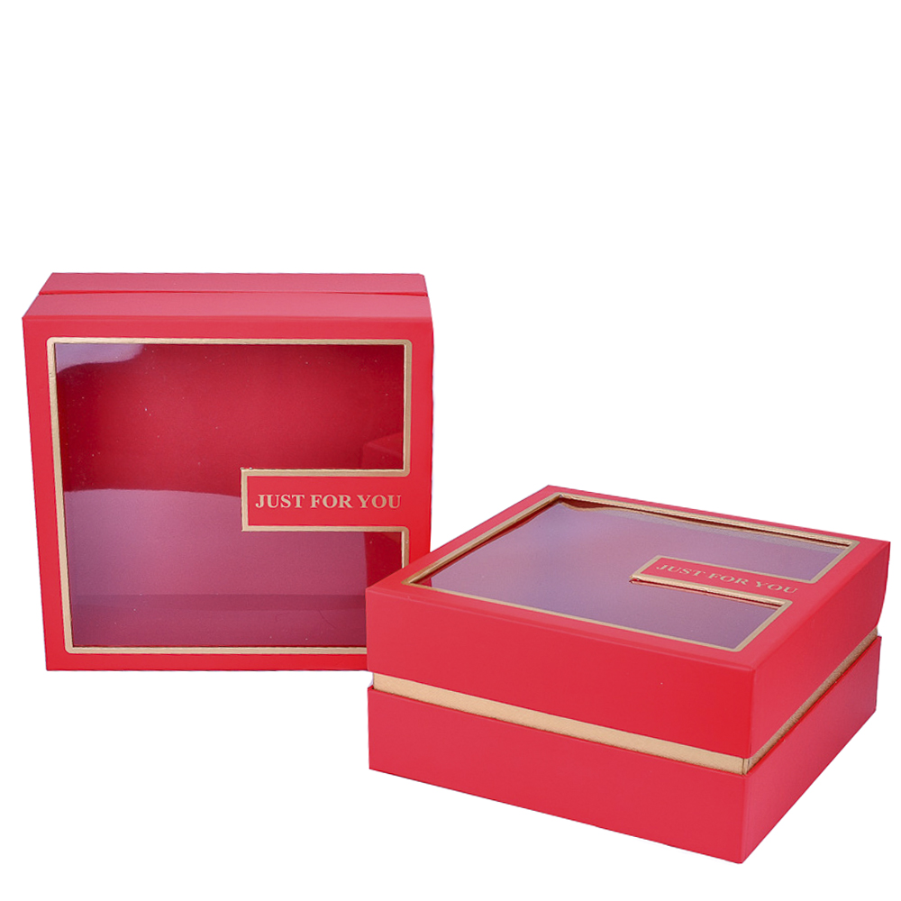 Набор коробок с прозрачной крышкой 2шт "Just For You" Красные 25*25*13
