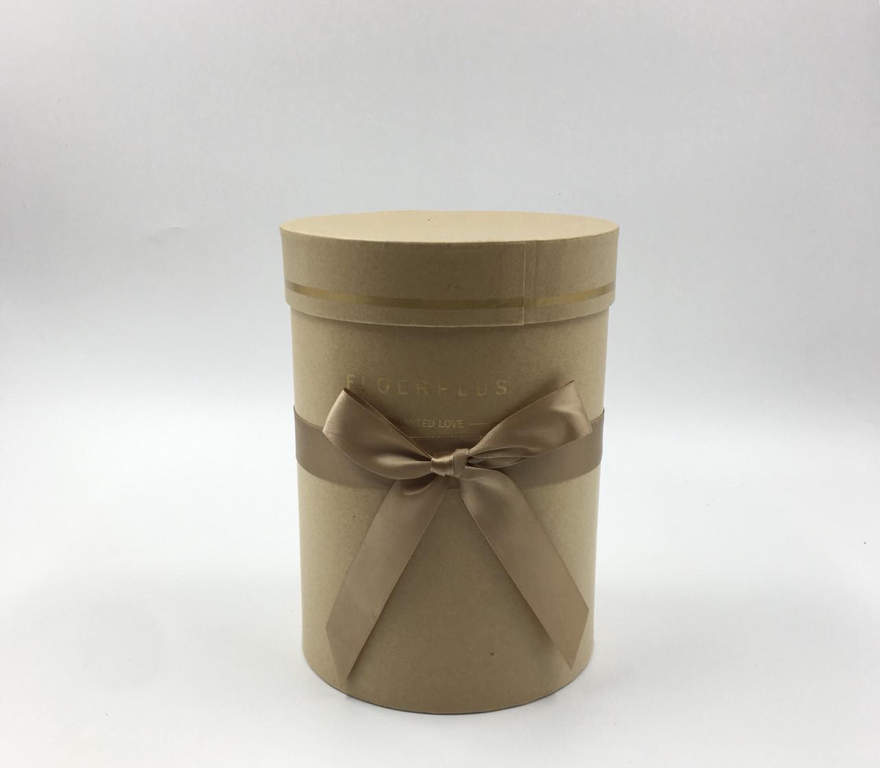 Коробки набор 3 шт. цилиндр с бантом FLOERPLUS золото 16*16*22. Арт01186