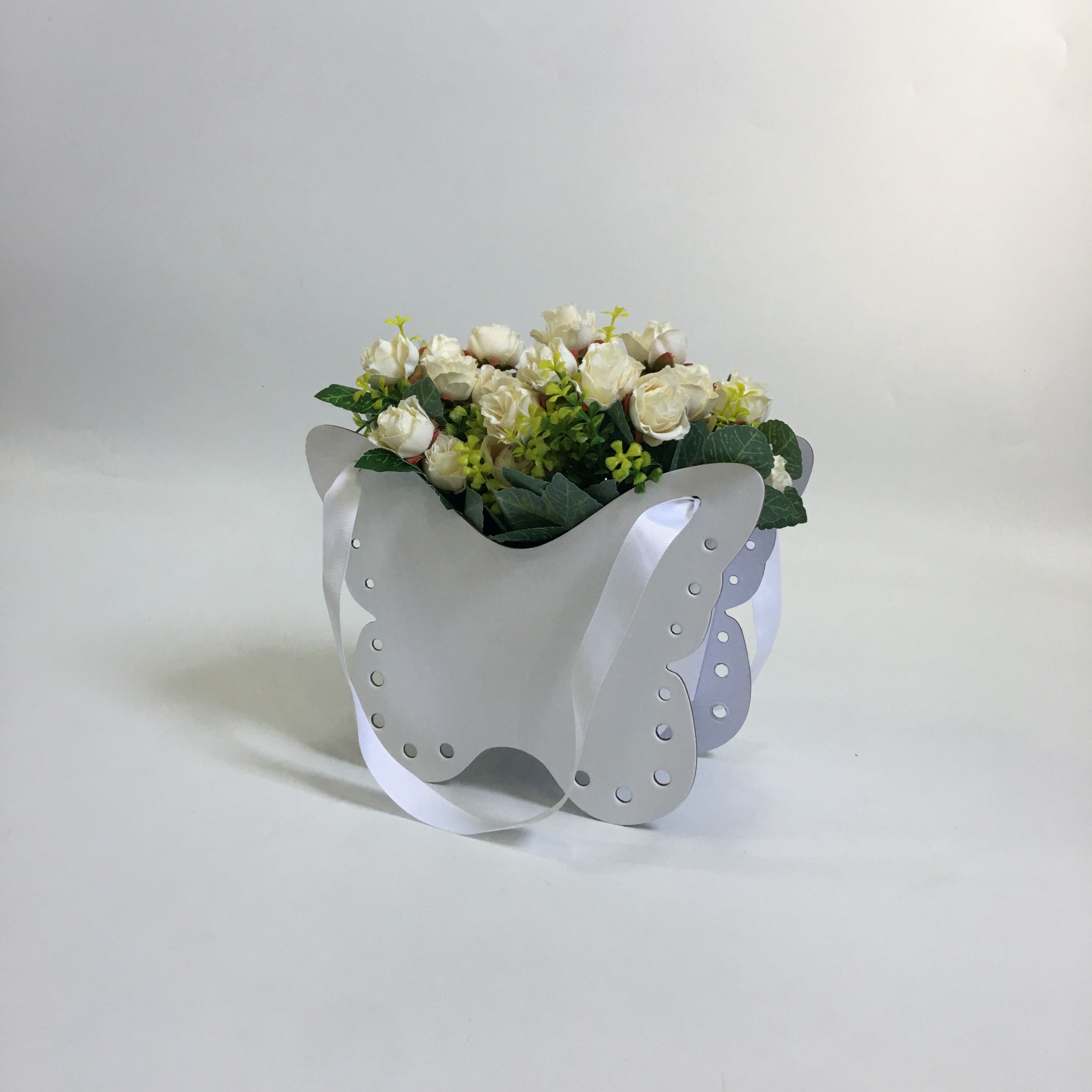 Коробка ваза "Бабочка" Белый. 10*24*19. Арт01481
