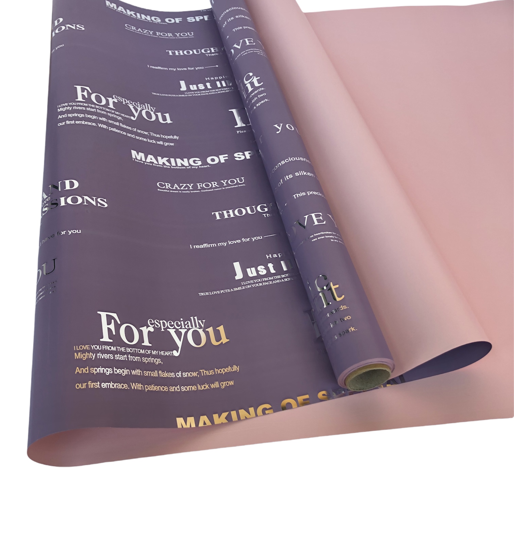 Матовая плёнка рулон "For you"  57 см*10 метров. Сиреневый