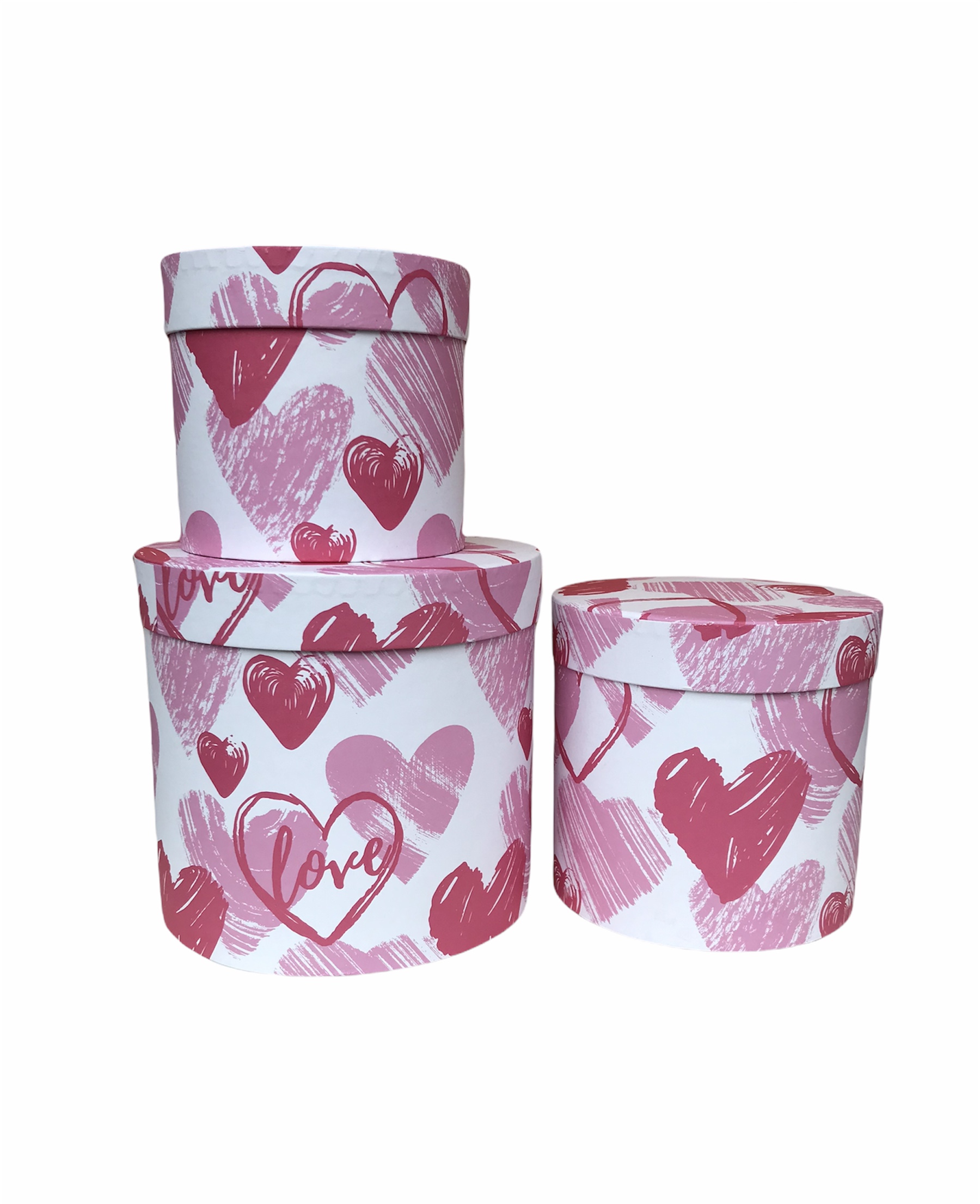 КОРОБКИ НАБОР 3ШТ  ЦИЛИНДР "LOVE"  18.5*17   