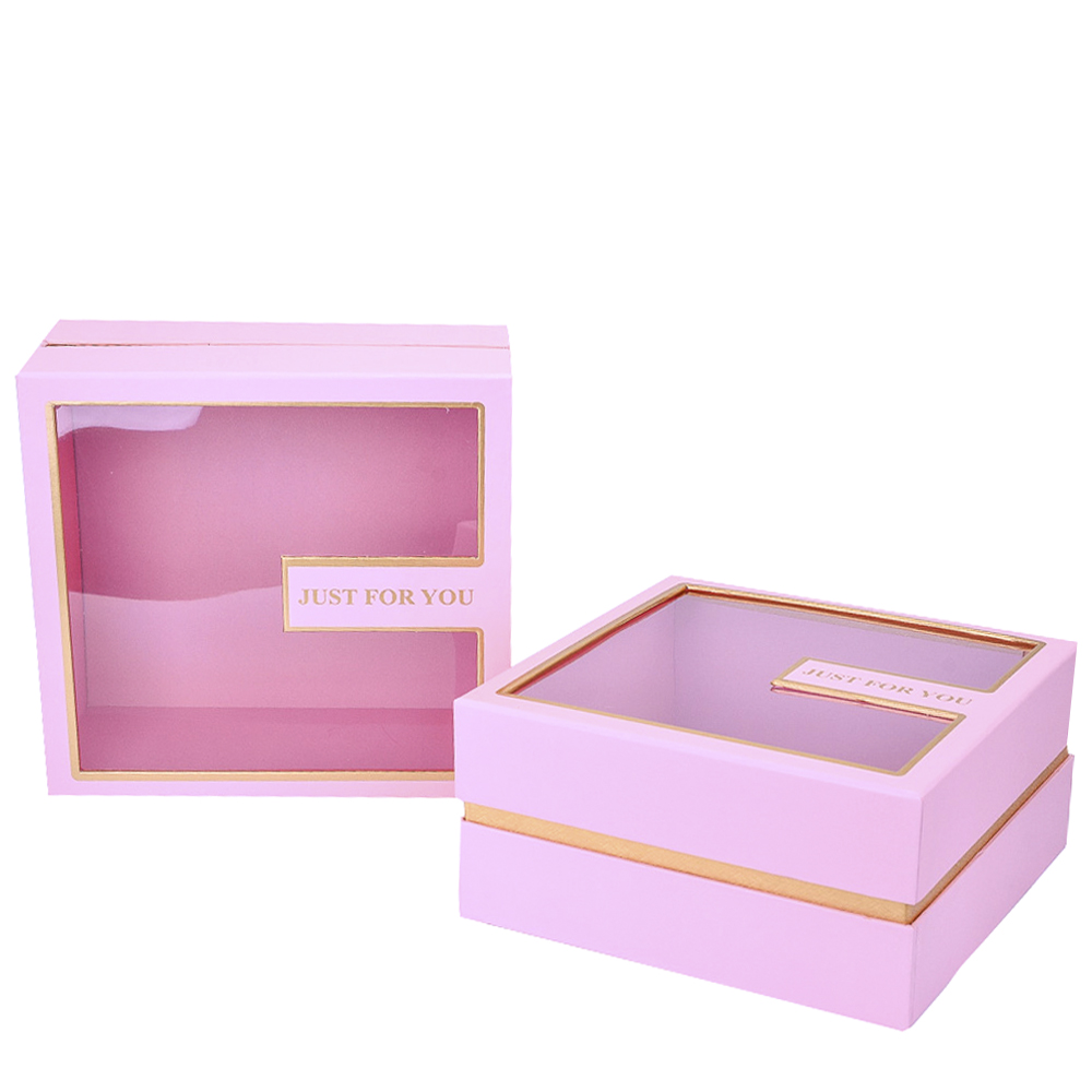 Набор коробок с прозрачной крышкой 2шт "Just For You" Розовый 25*25*13