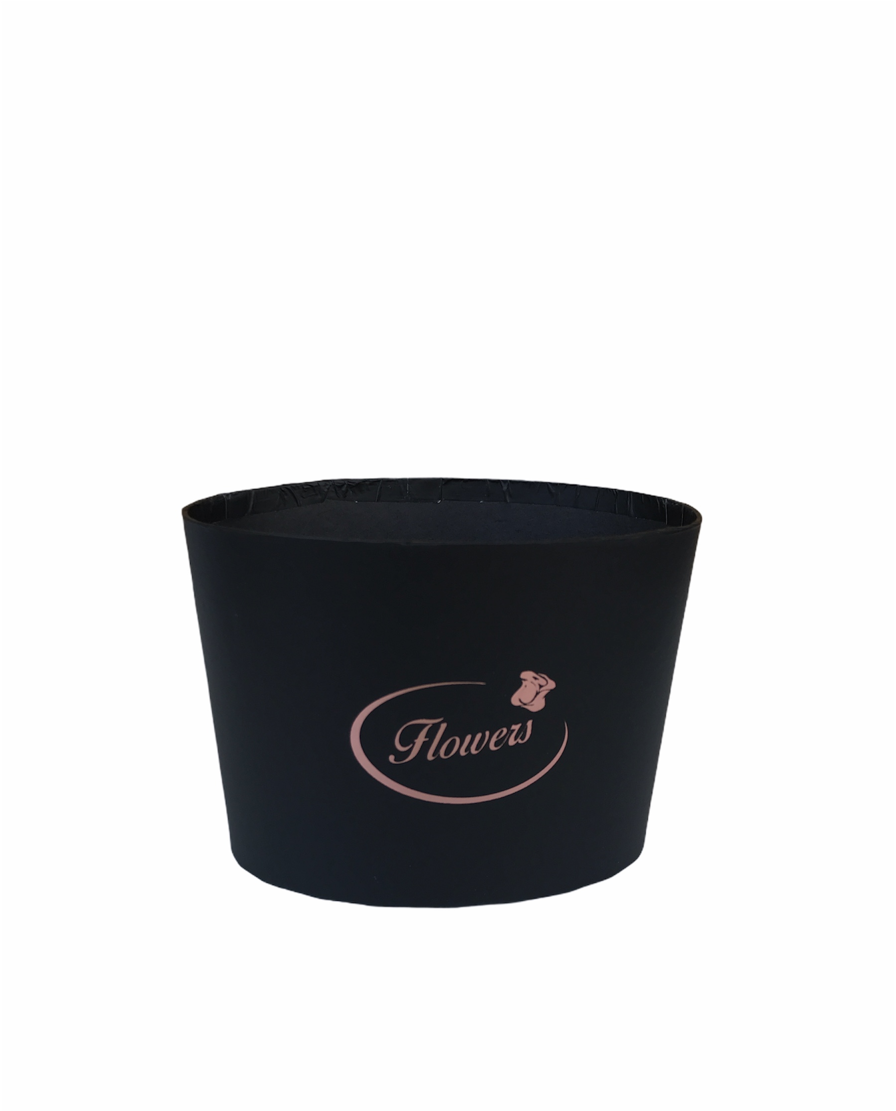 Коробка ваза для цветов "Овал Flowers".Чёрный. 14*10*10