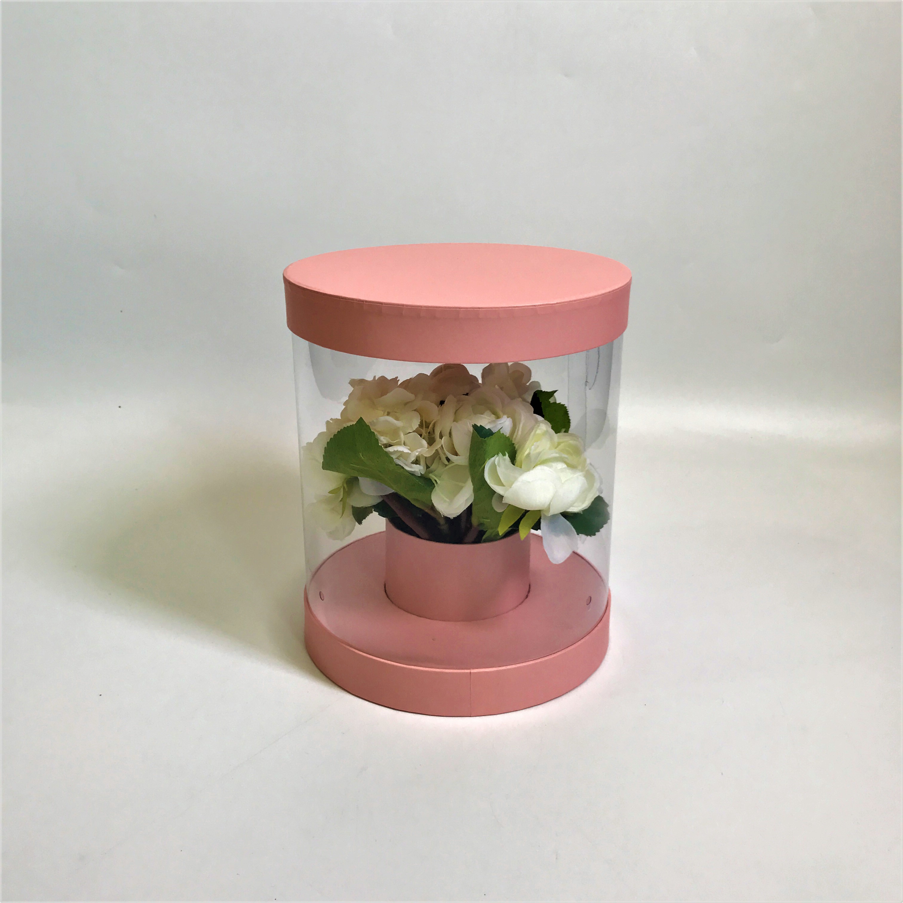 Коробка для цветов круглая "АКВАРИУМ" Розовый 22*22*26 1/36 