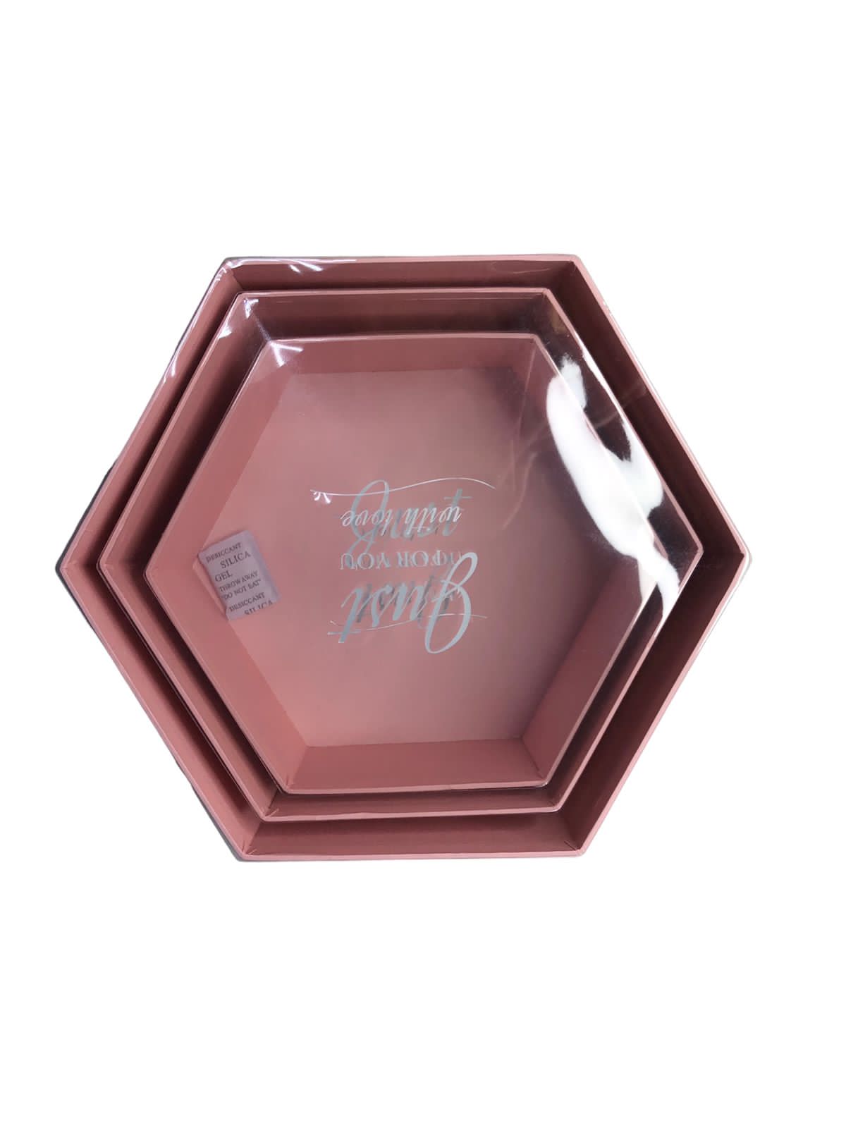 Коробки шестиугольник 3 в 1. Just for you with you. Розовый. 25*28