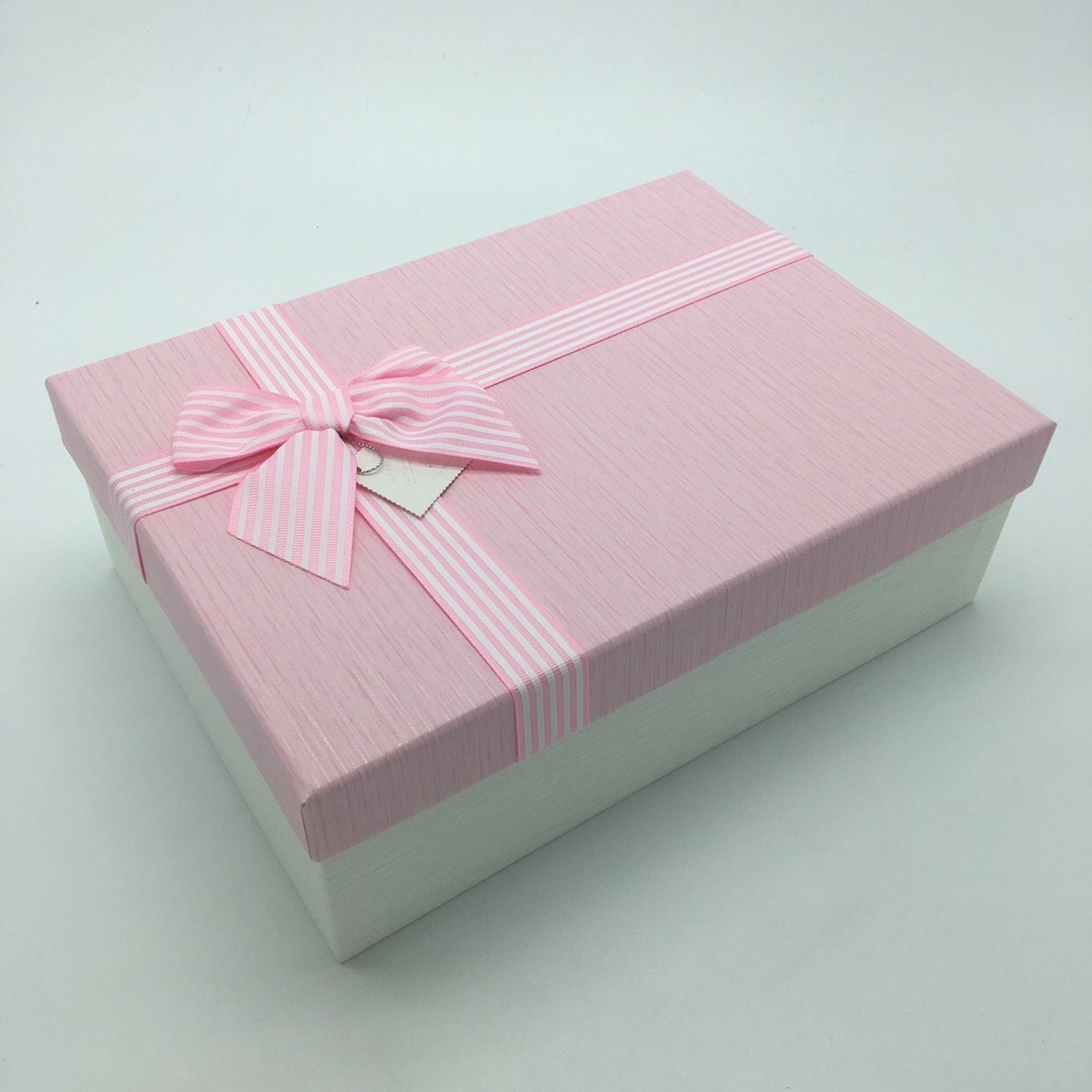 КОРОБКИ НАБОР 3В1 ПРЯМОУГОЛЬНЫЕ С БАНТИКОМ БЕЛ/РОЗ 29*21*10 АРТ0859