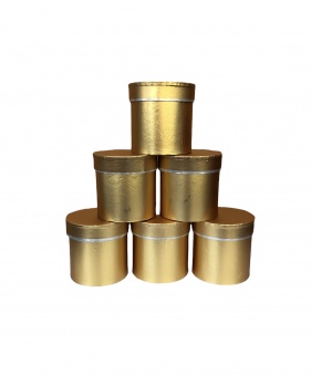 Цилиндр круглый маленький с золотой полоской, упак. 6 шт. Золото. 10*10*10  
