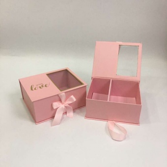 КОРОБКИ НАБОР 2 В 1 WITH LOVE С ОКОШКОМ РОЗОВЫЙ 26*22,5*12 1/24 АРТ01394