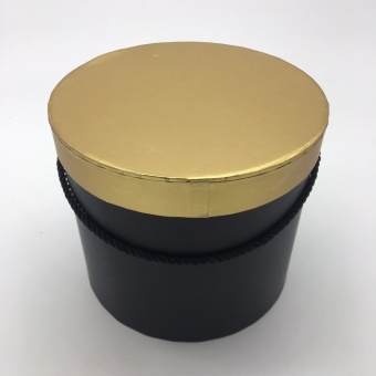 КОРОБКИ НАБОР 3ШТ  ЦИЛИНДР "С ЗОЛОТОЙ КРЫШКОЙ" ЧЕРНЫЙ 18*18*17 1/24 АРТ0812