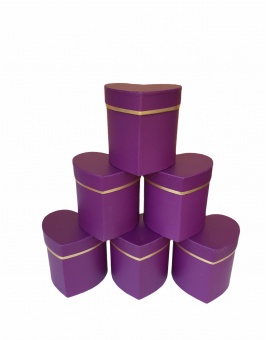 Сердце малое с золотой полоской упак. 6 шт.  Сливовый. 10*10*10