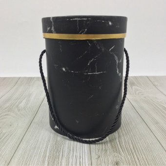 Коробка цилиндр мрамор бел/черн. 14*14*18 Арт01281
