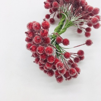 Ягоды замороженные на проволоке 50шт 14см красные. Арт0897