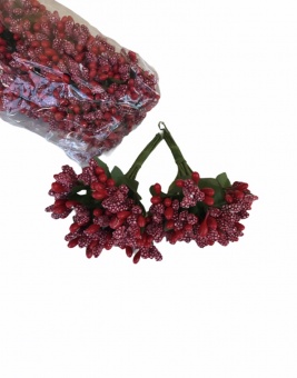 Тычинки для цветов. Красный, Упак 12шт. 9см