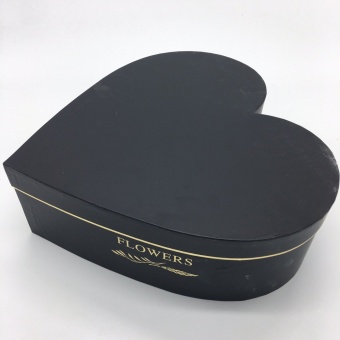 Коробка сердце 3в1 с золотой полоской "Flower" черный. Арт0641