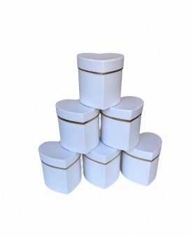 Сердце малое с золотой полоской упак. 6 шт.  Белый. 10*10*10