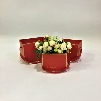 Коробка 3в1 "Лукошко Flowers" Красный. 16,5*12*12*5. Арт0809