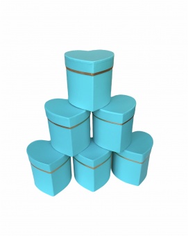 Сердце малое с золотой полоской упак. 6 шт. Бирюзовый. 10*10*10