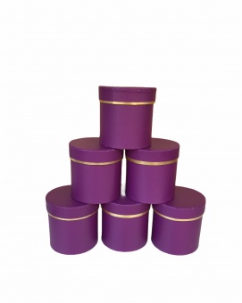 Цилиндр круглый маленький с золотой полоской, упак. 6 шт. Слиловый. 10*10*10