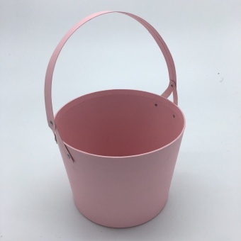 Коробка Ваза круглая с ручкой однотонная. Микс. 18.5*14. Арт0698