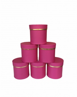 Цилиндр круглый маленький с золотой полоской, упак. 6 шт. Малиновый. 10*10*10