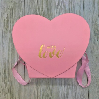 Коробка ваза сердце "With love" Розовый. 12*20*16. Арт01485