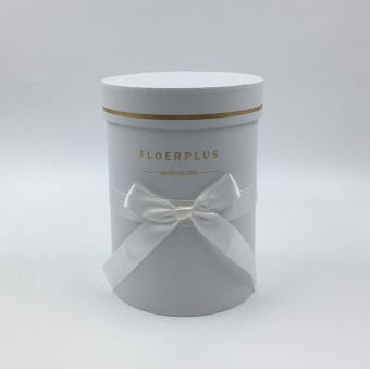 Коробки набор 3 шт. цилиндр с бантом FLOERPLUS белый 16*16*22. Арт01185