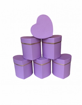 Сердце малое с золотой полоской упак. 6 шт. Сиреневый 10*10*10