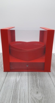 Коробка для цветов Куб (сердце) красный 24*24*21 Арт01362														