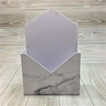 Коробка ваза "Конверт" Белый мрамор. 7*20*30. Арт01491