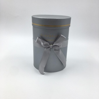 Коробки набор 3 шт. цилиндр с бантом FLOERPLUS серый 16*16*22. Арт01188
