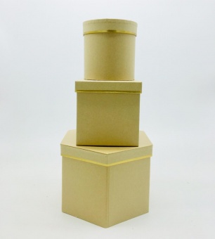 Коробка 3в1 шестиугольник однотонный с золотой полоской. 20*15. Золото. Арт01037